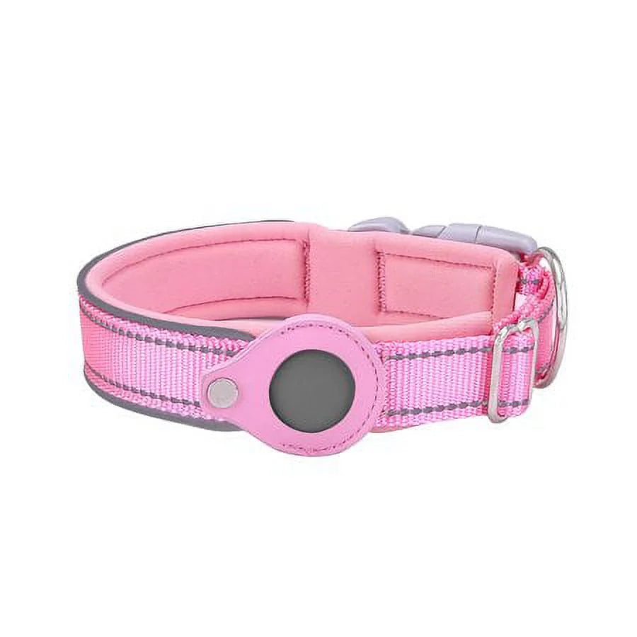 Reflective Airtag Dog Collar,Padded for Apple Air Tag Adjustable Dog Collar with Airtag Holder Case for Heavy Duty Small Medium Large Dogs