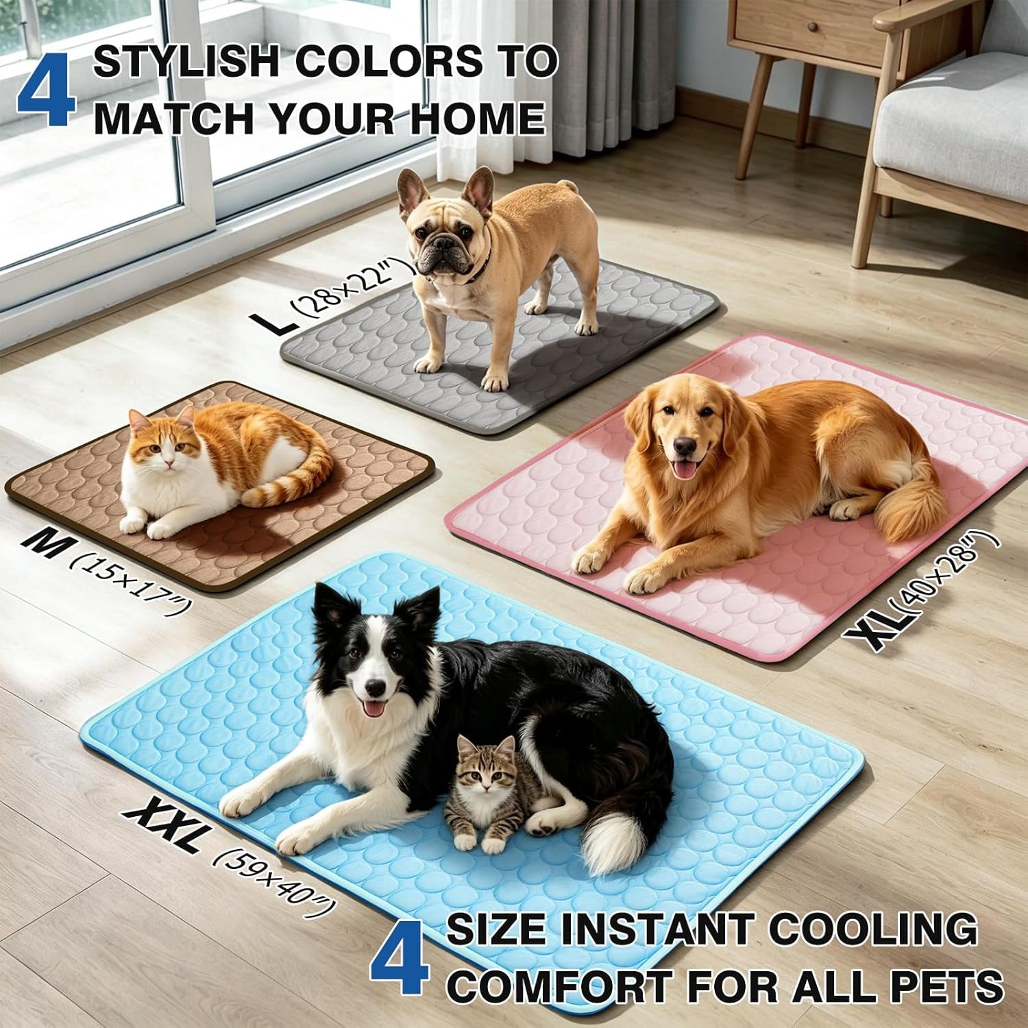 Pet Cooling Mat, X-Large, 3-4 Degree Cooler, No Water or Electricity Needed, Portable and Foldable, Safe for Dogs and Cats, Non-Irritating, Easy to Use, 3 Years Warranty