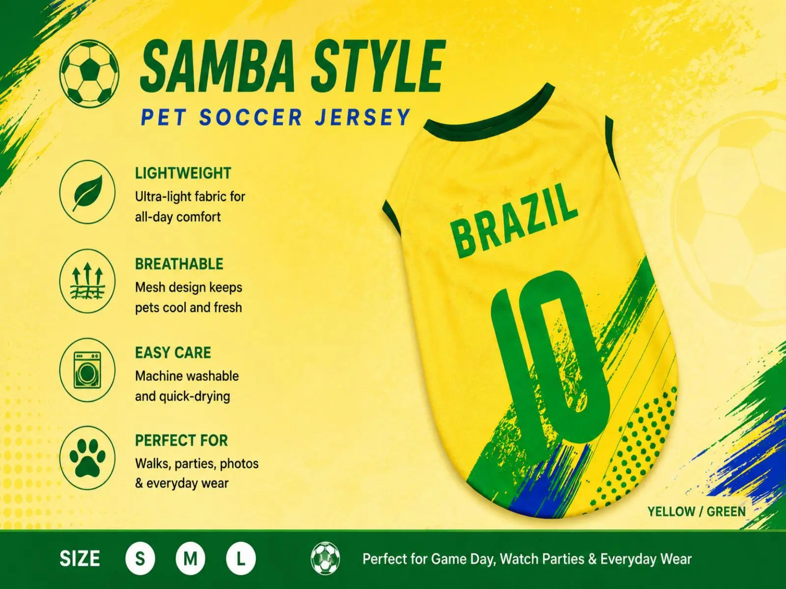 Pet Soccer Jersey for Small Medium Dogs Cats, Cute Game Day Pet Shirt Outfit Fashionable Sports Clothing